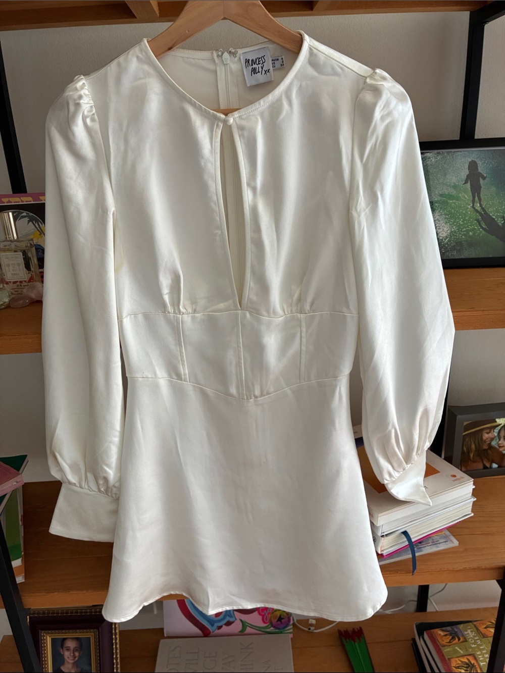Princess Polly Cream Long-Sleeve Mini Dress